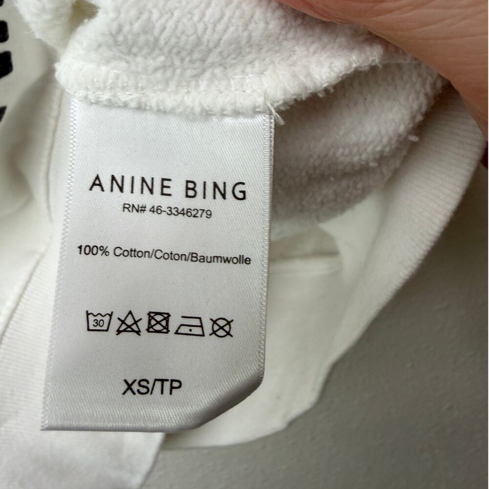 Anine Bing White Graphic Sweatshirt I Am Powerful Quote Crewneck Pullover XS - Picture 10 of 13